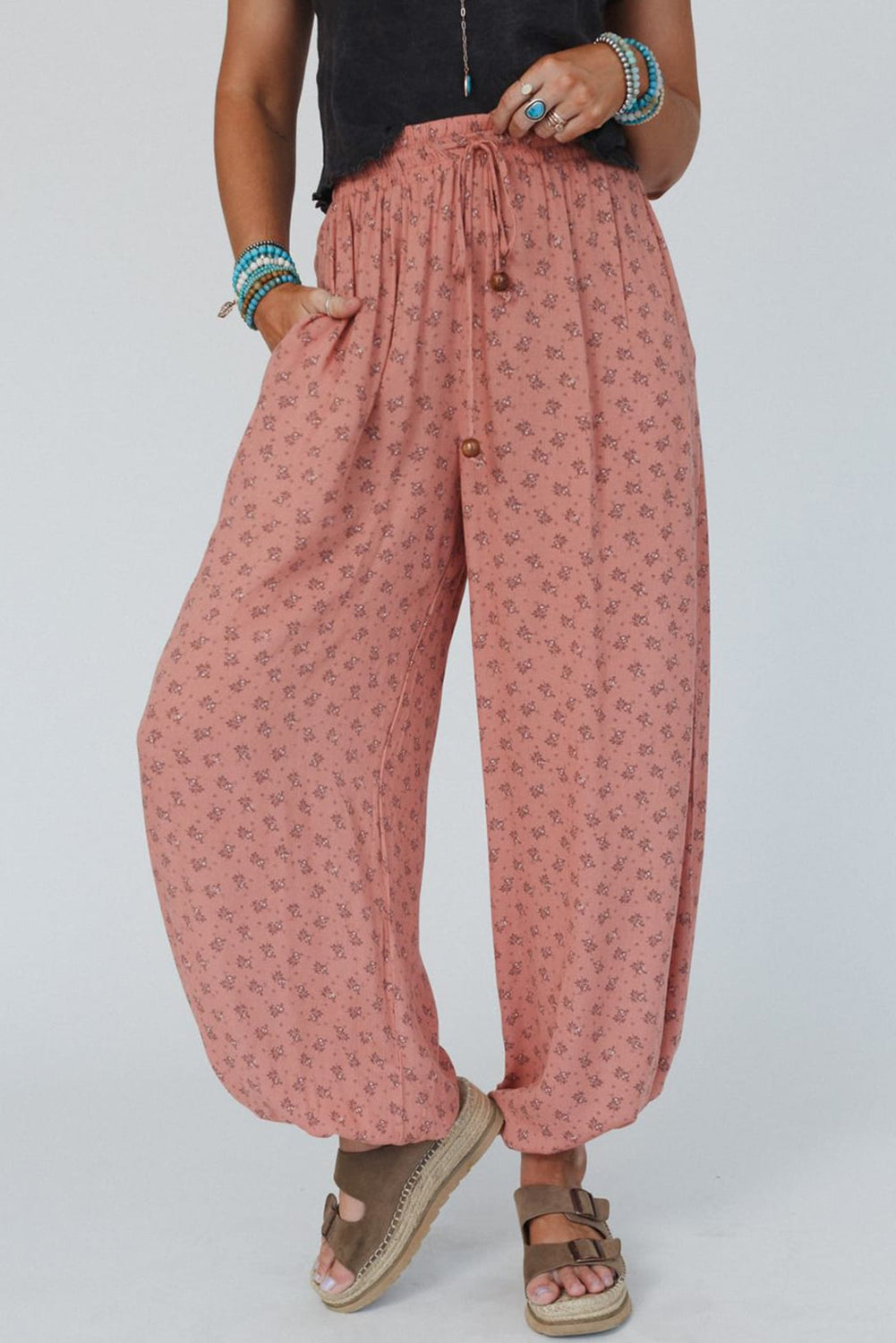 Floral Wide Leg Jogger Pants