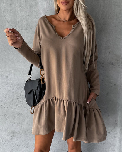 Ruffle Long Sleeve Loose Dress