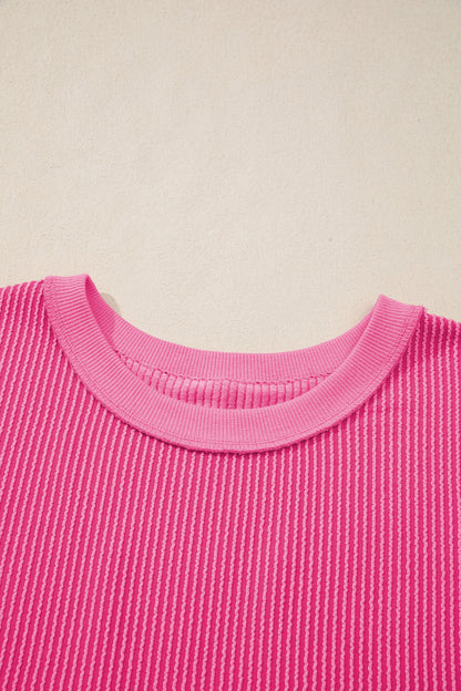 Corded Knit Cutout Bow Tie Back T-Shirt