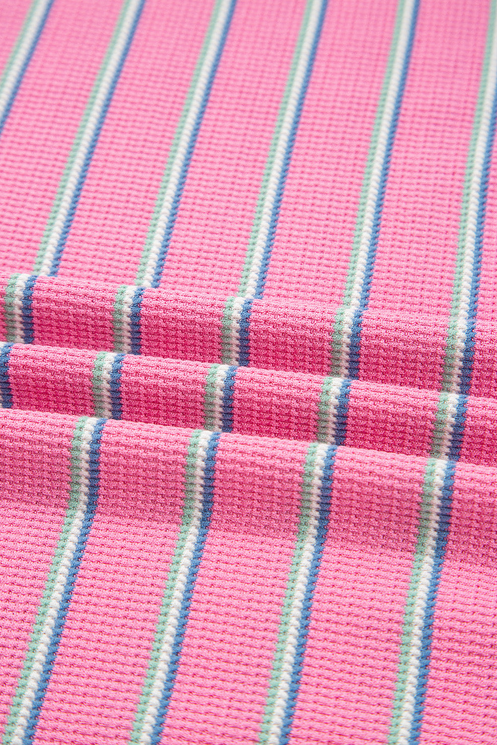 Stripe Textured Knit Round Neck Long Sleeve Top