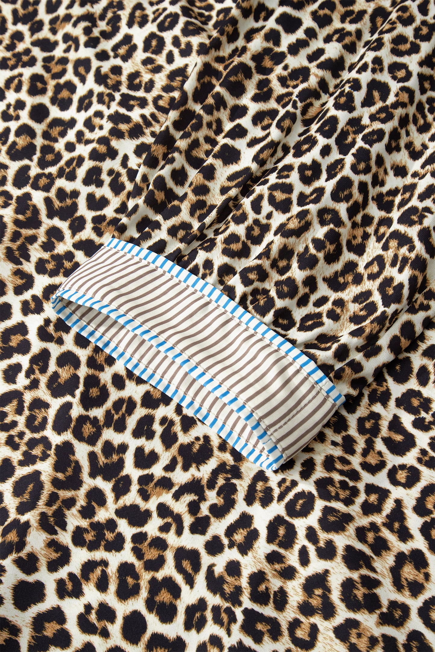 Plus Size Leopard Stripe Trim V-Neck Mini Dress