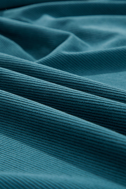 Solid Corduroy 3/4 Sleeve Snap Button Dress