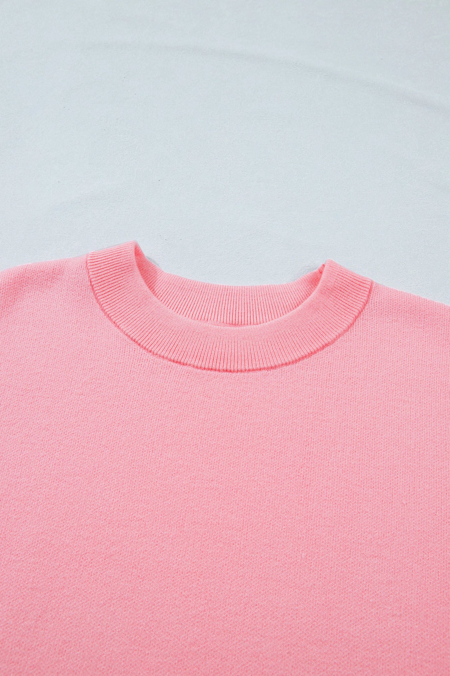 Solid Scalloped Hem 3/4 Sleeve Sweater Top