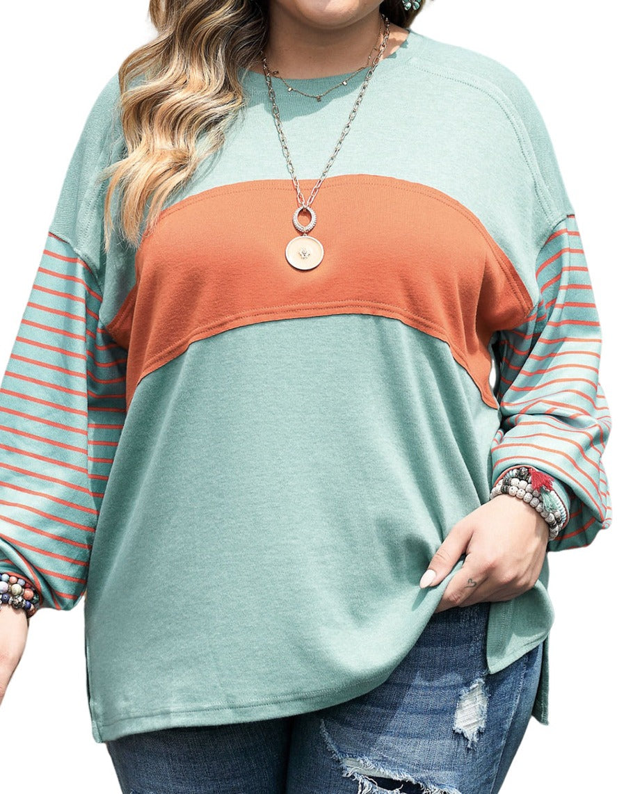 Stripe Colorblock Long Sleeve Tee