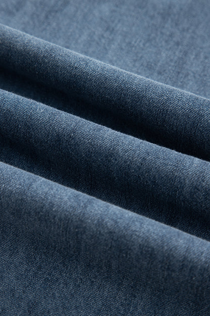 Colorblock Denim Long Sleeve Buttoned Shirt