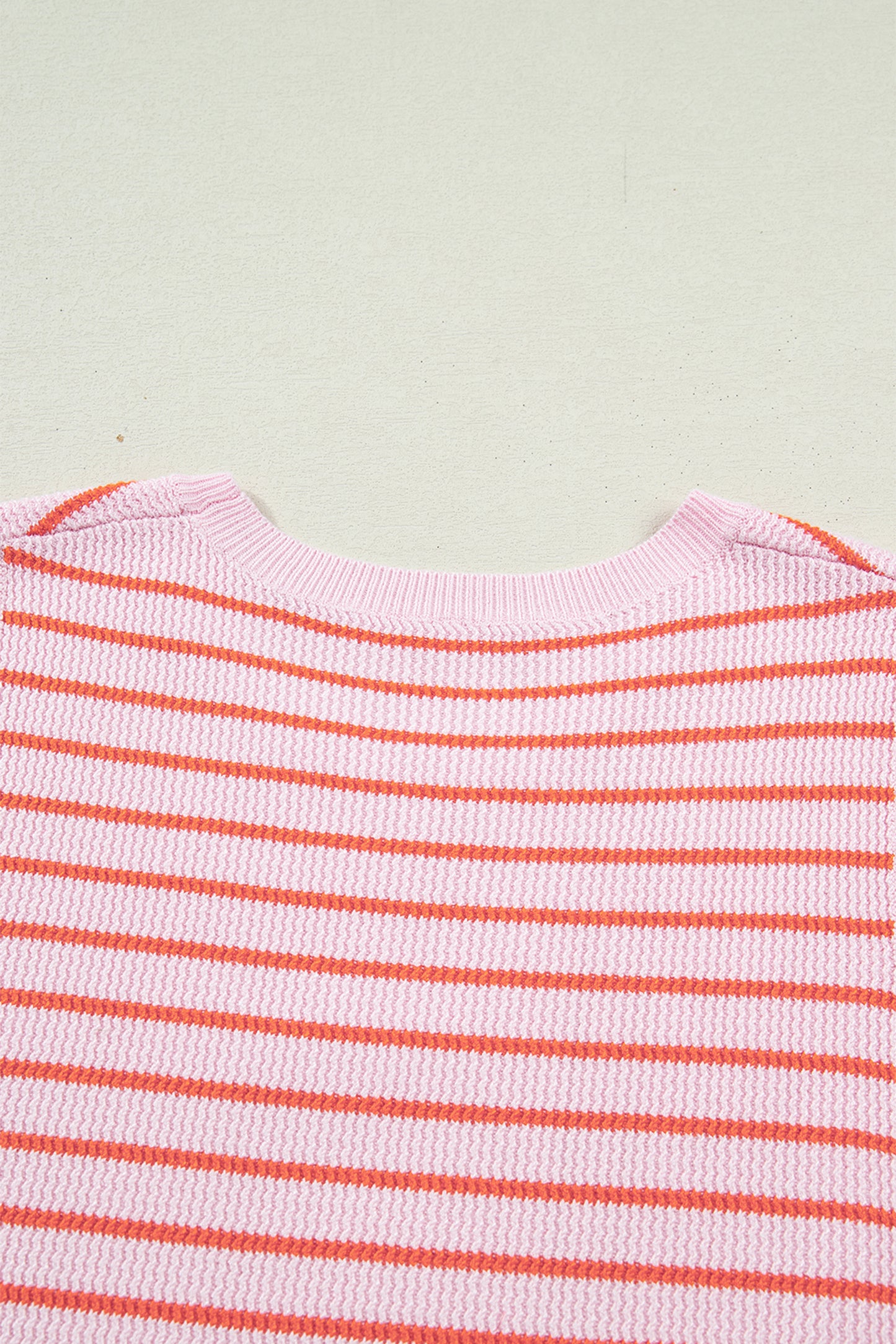 Stripe Textured Knit Sleeveless Sweater Top