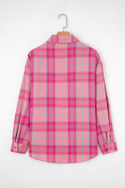 Plaid Button-Up Long Sleeve Pocketed Shirt