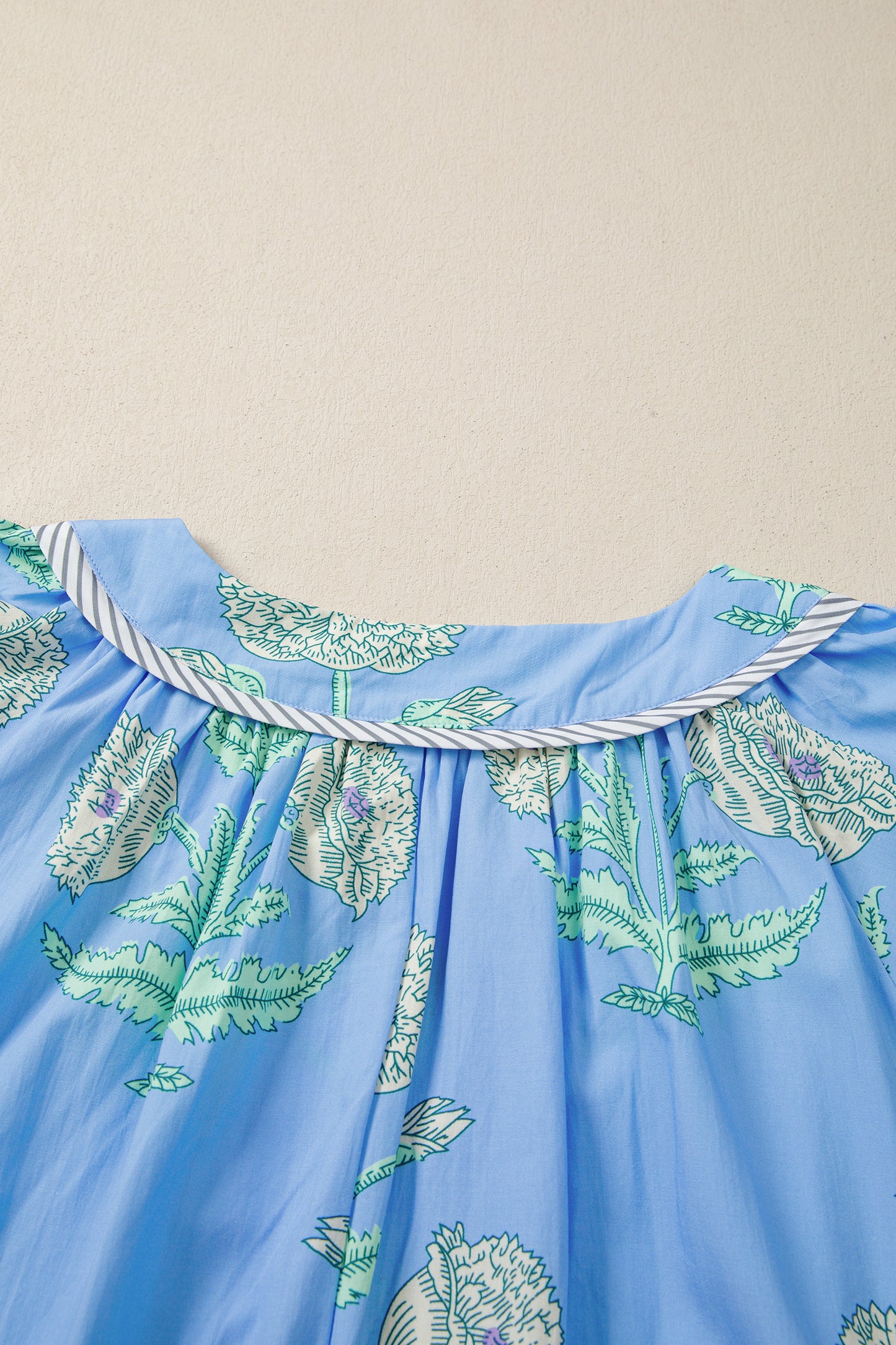 Plus Size Floral Stripe Contrast Short Sleeve Mini Dress