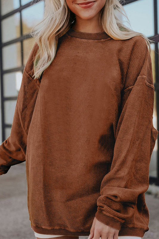 Ribbed Long Sleeve Oversized Sweatshirt