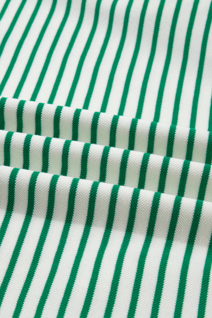 Stripe Quarter Zip Polo Collar T-Shirt Dress