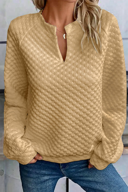 Quilted Raglan Long Sleeve Top