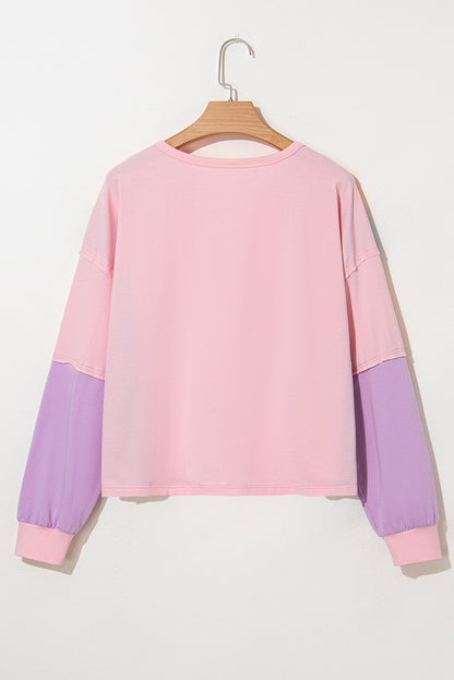 Colorblock Long Sleeve Henley Top