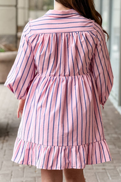 Stripe Ruffle Hem Mini Dress