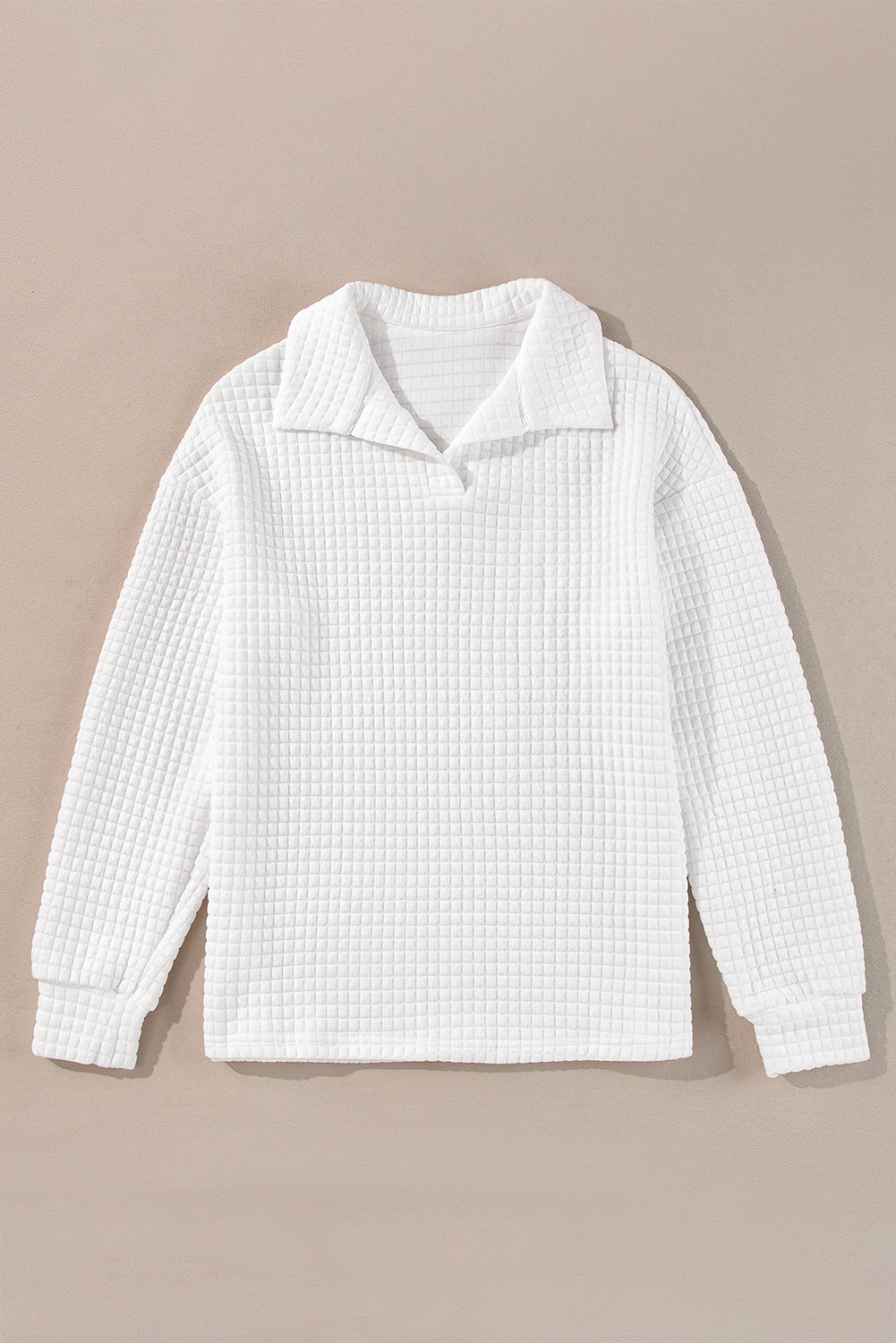 Quilted Long Sleeve Collared Top