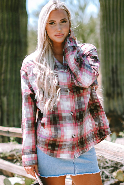Plaid Flap Pocket Button-Up Shacket
