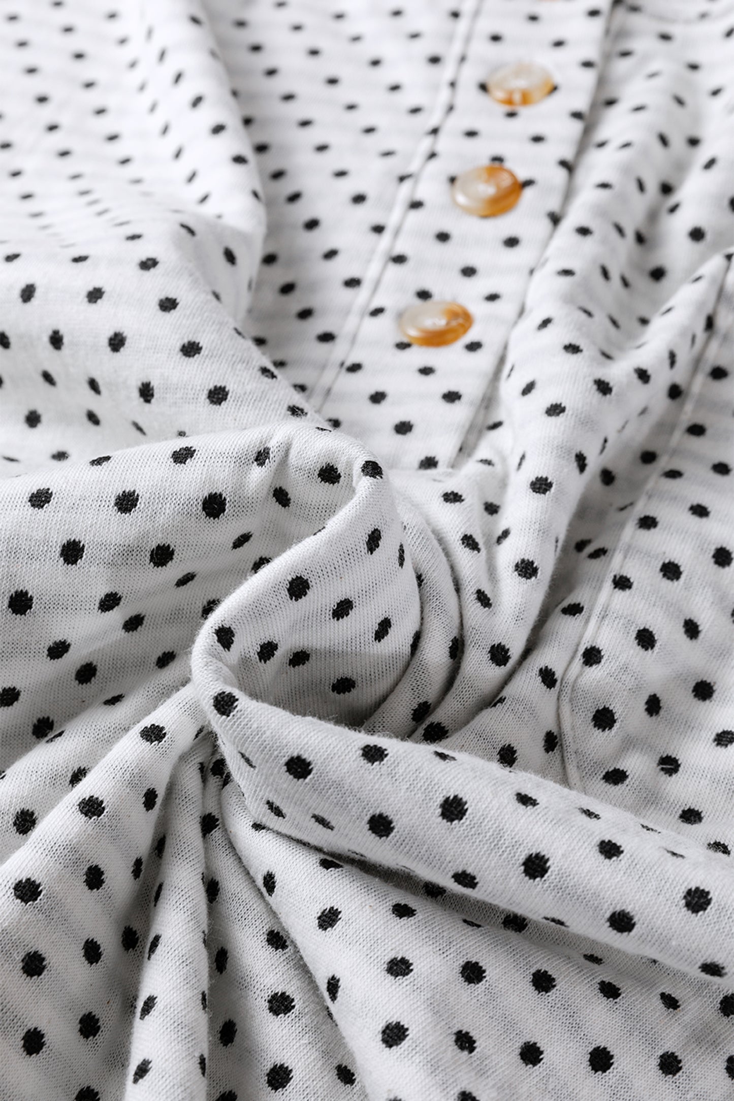 Plus Size Polka Dot Stripe Patchwork Henley Top