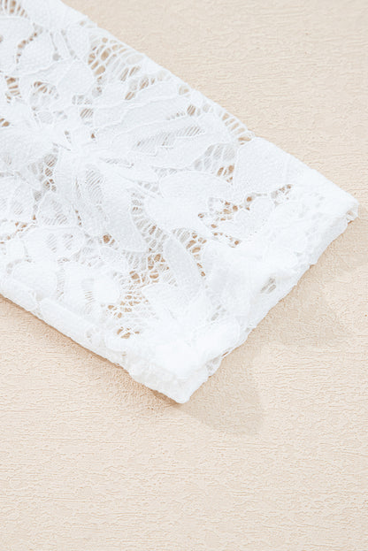 Lace Insert Long Sleeve Drop Shoulder Tee