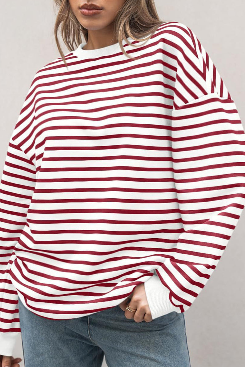 Stripe Long Sleeve Crewneck Top