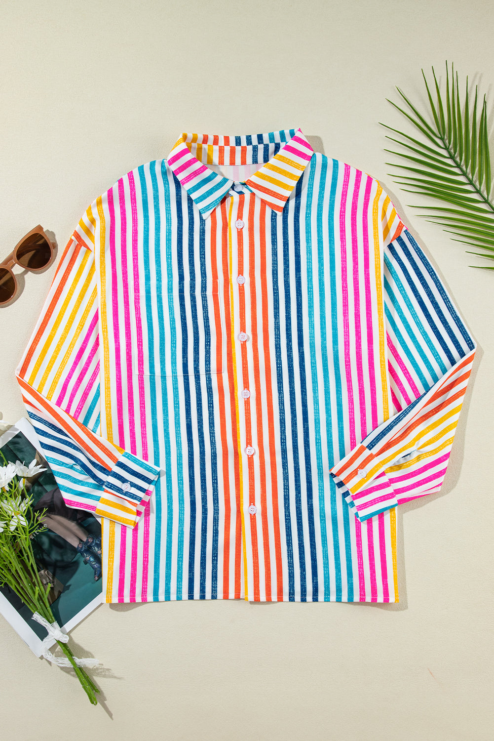 Stripe Drop Shoulder Buttoned Shirt