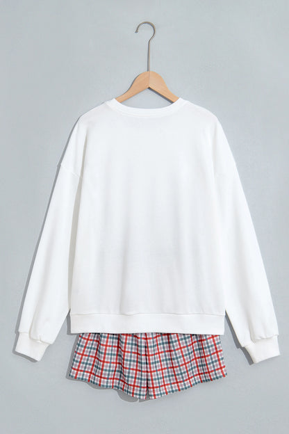 Christmas Merry Plaid Long Sleeve Top & Shorts Set