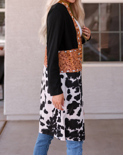 Western Cow Patchwork Cardigan