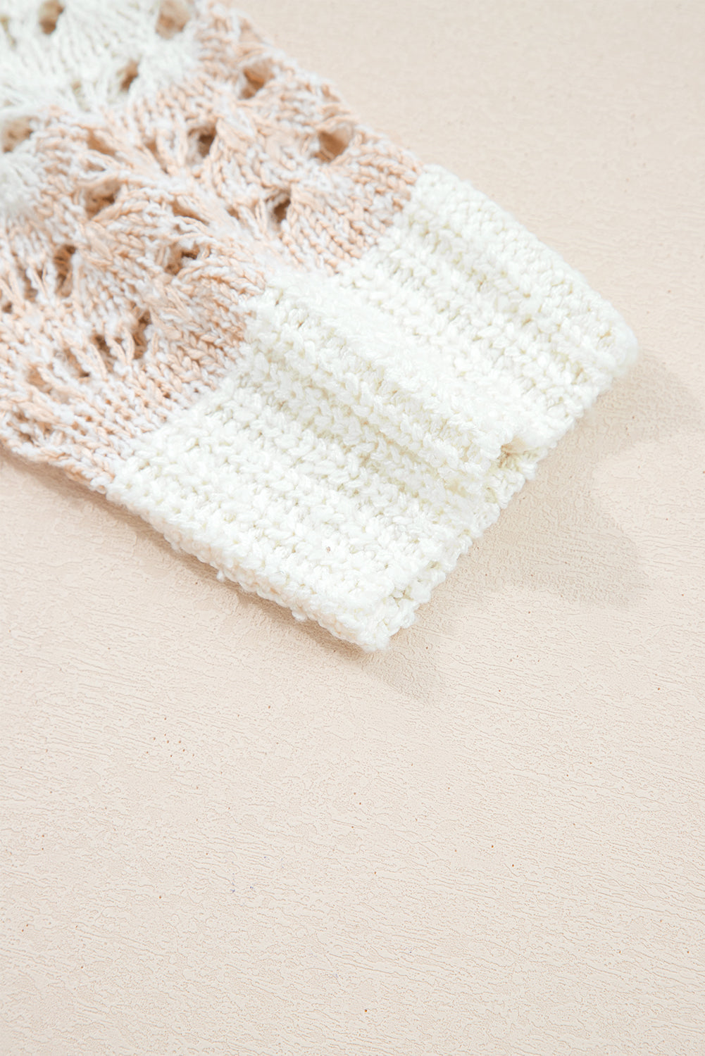 Colorblock Hollow-Out Drop Shoulder Sweater