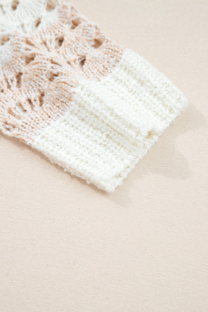 Colorblock Hollow-Out Drop Shoulder Sweater