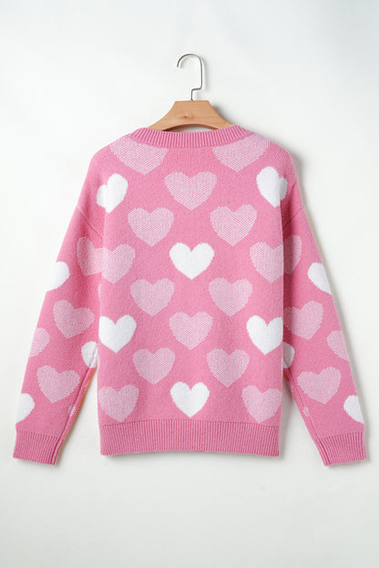 Heart Pearl Beaded Crewneck Sweater