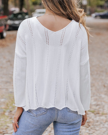 Hollowed Knit V-Neck Sweater