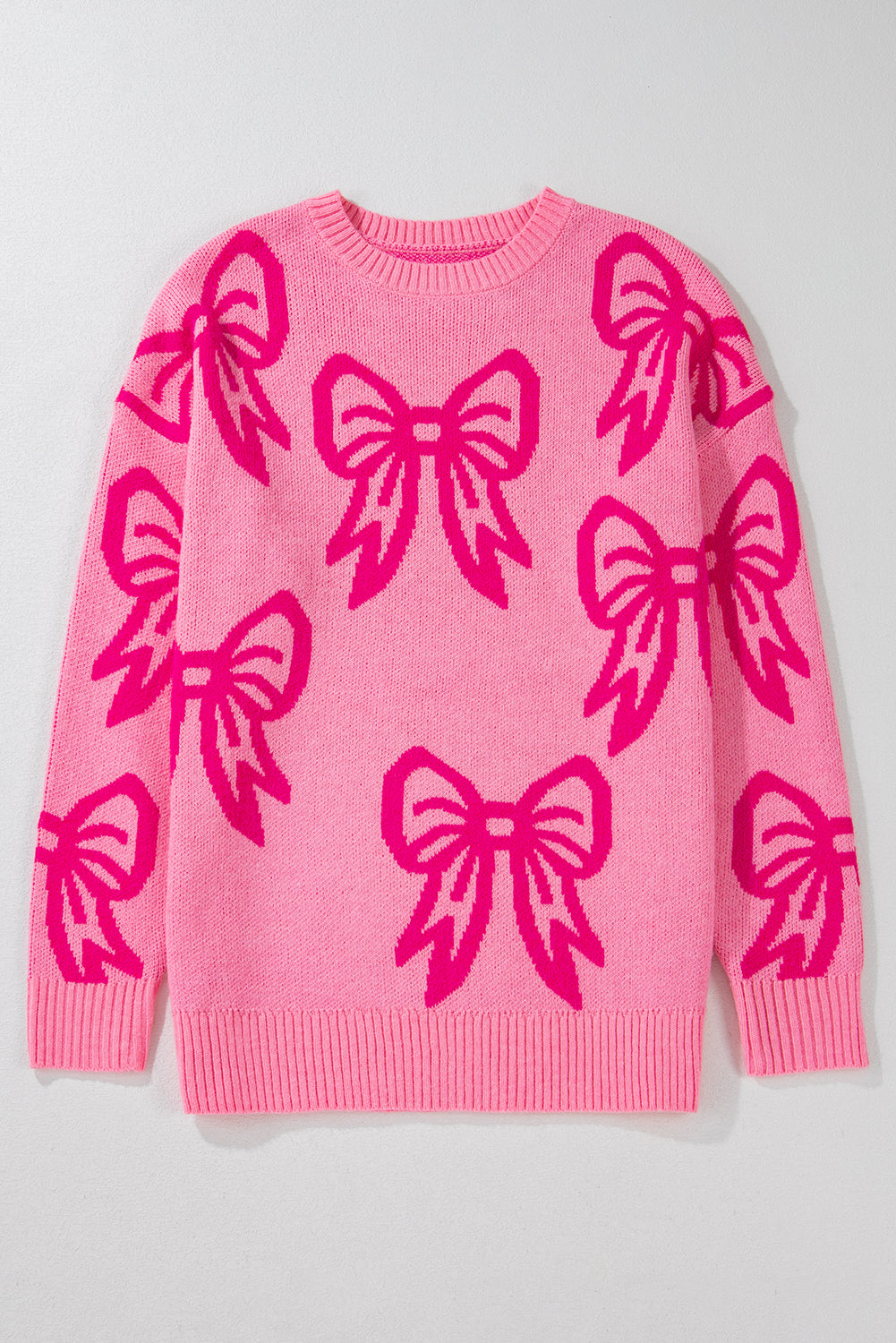 Bow Drop Shoulder Long Sleeve Sweater