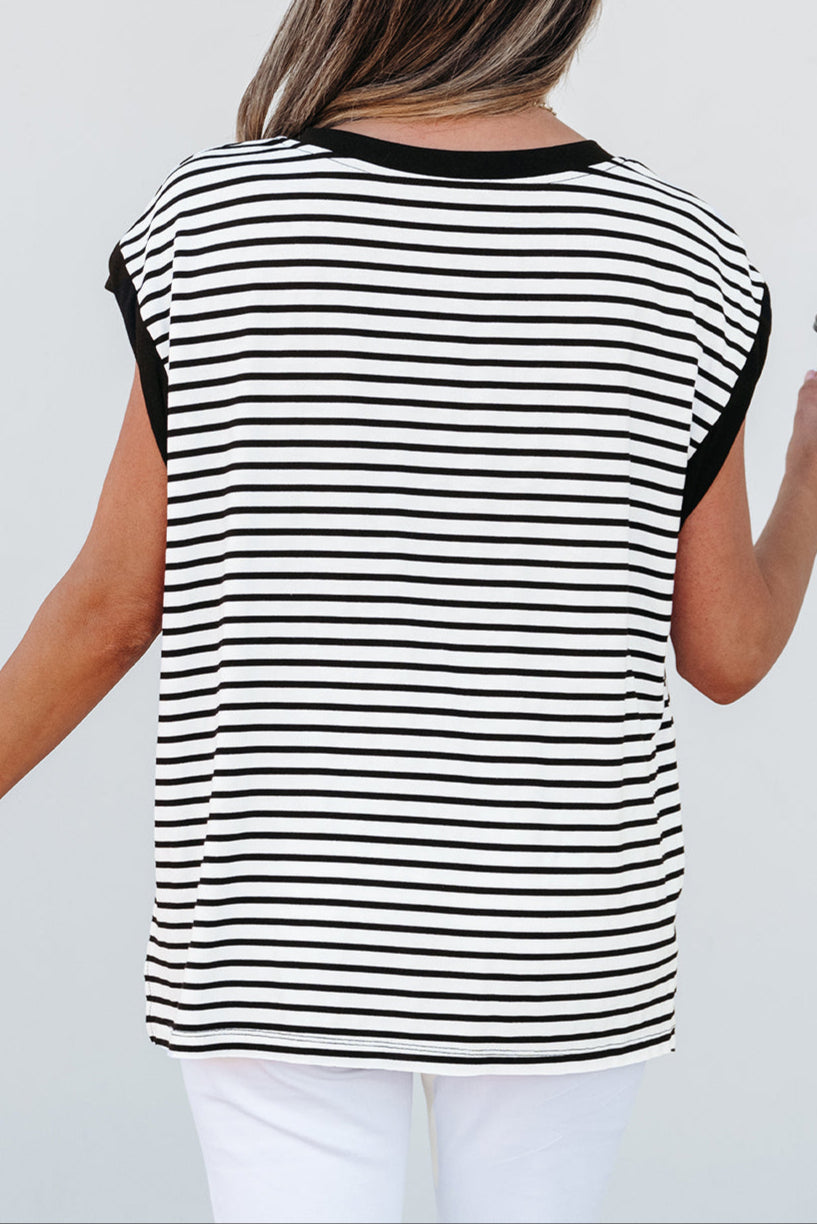 Stripe Patch Pocket Tank Top