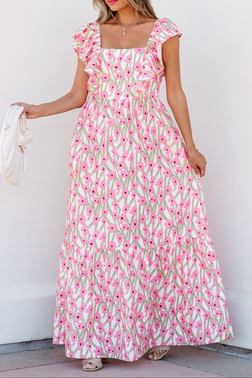 Floral Square Neck Maxi Dress