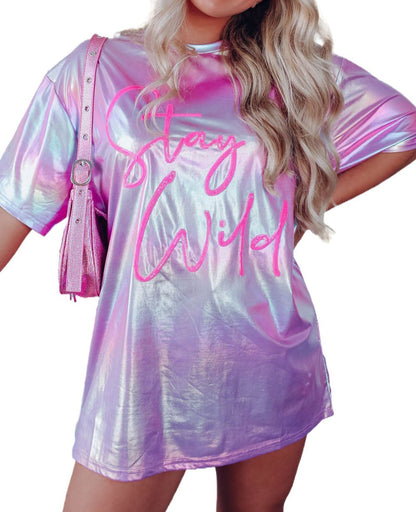 Stay Wild Iridescent Oversize Top