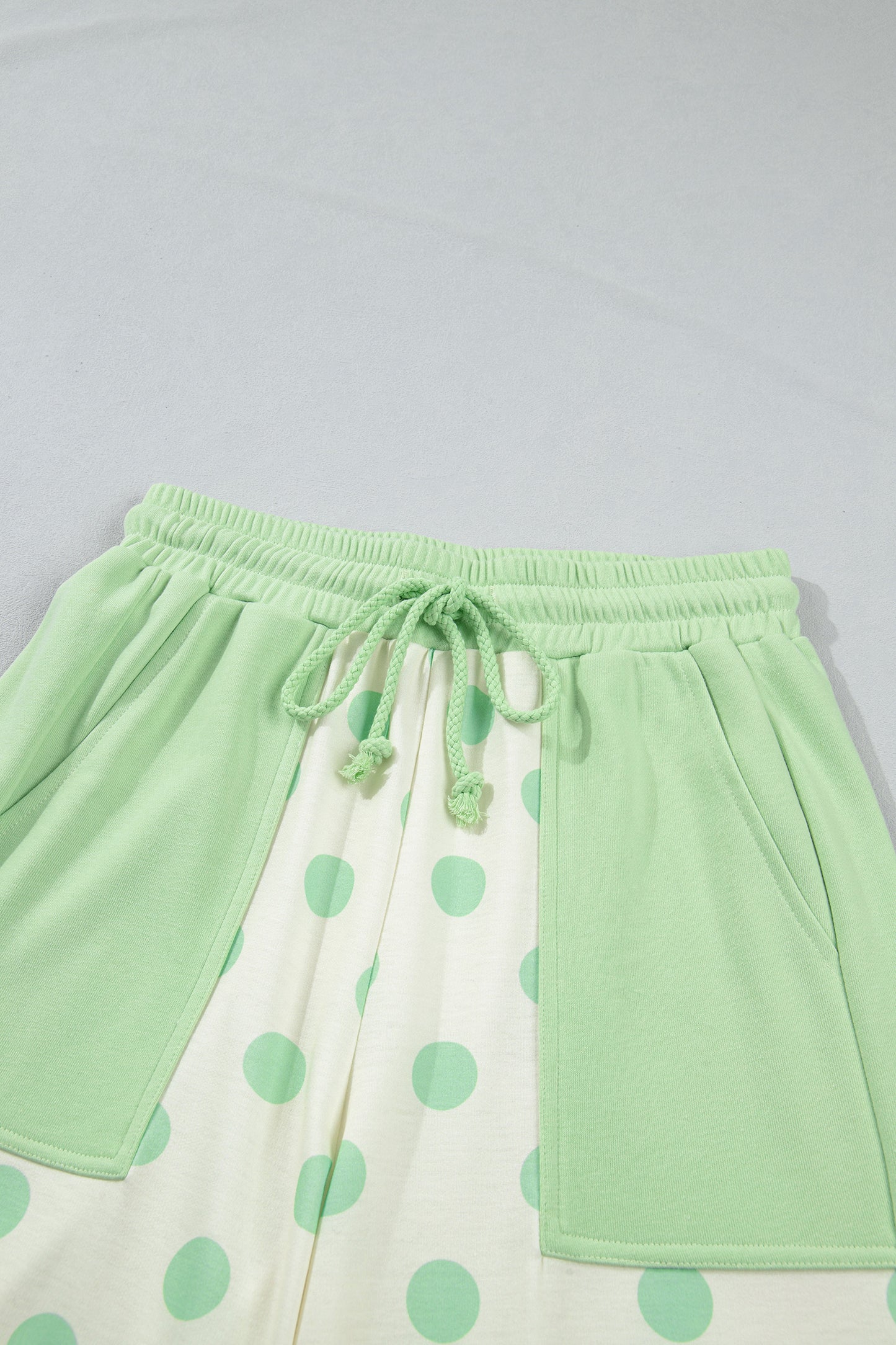 Polka Dot Patchwork Top & Wide Leg Pants Set
