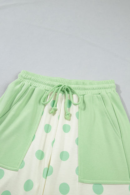 Polka Dot Patchwork Top & Wide Leg Pants Set