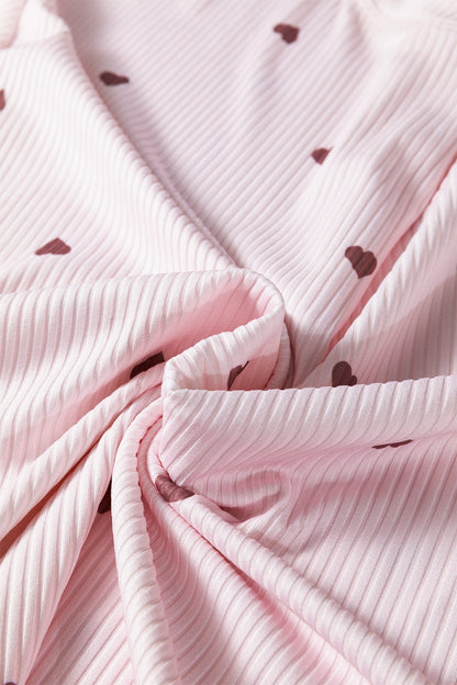 Valentine Heart Ribbed Top and Shorts Lounge Set