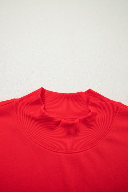 Solid Mock Neck Cap Sleeve Oversized Top