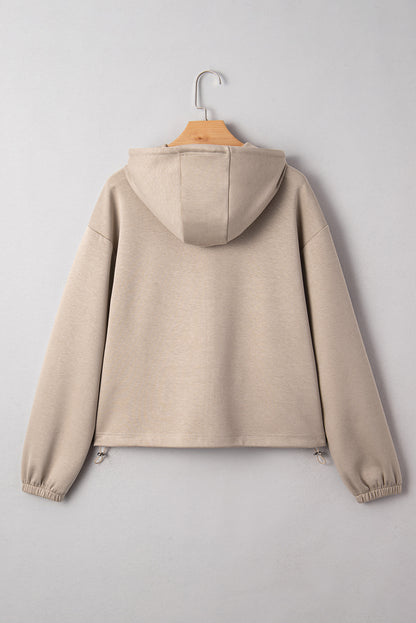 Bow Embroidered Zip-Up Hoodie