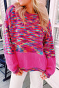 Confetti Colorblock Drop Shoulder Sweater