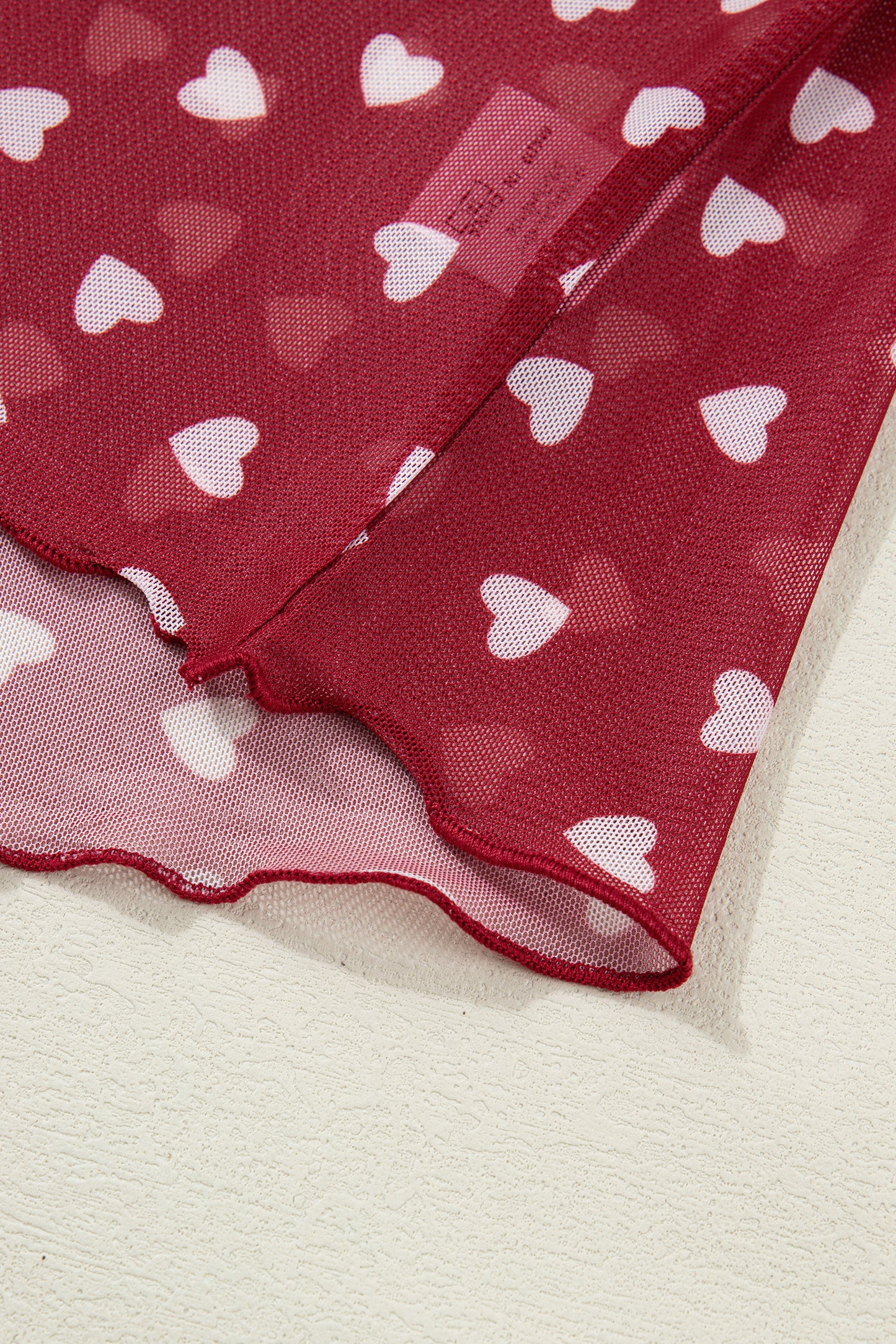 Heart Mesh Short Sleeve Top