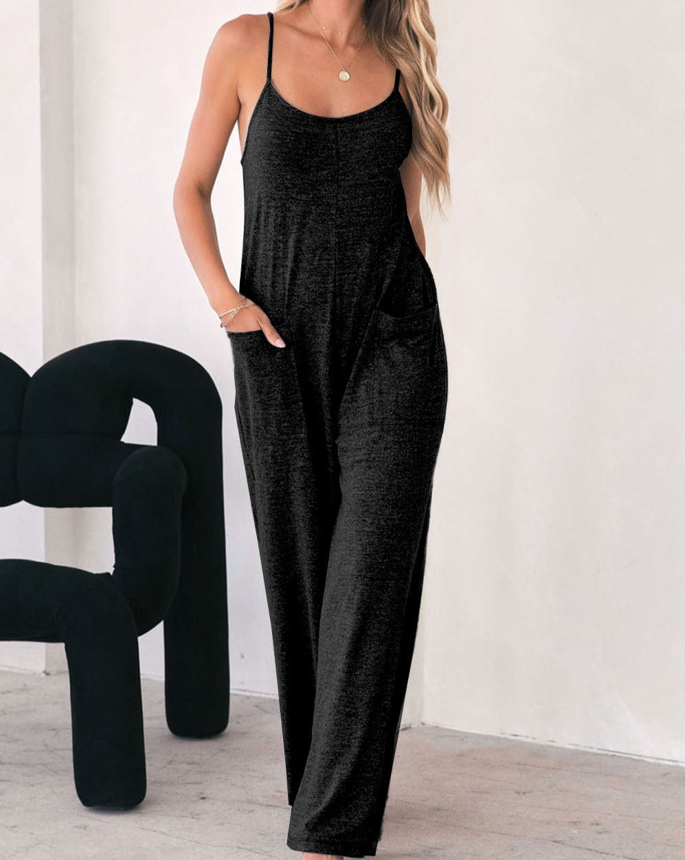 Spaghetti Strap Wide Leg Jumpsuit