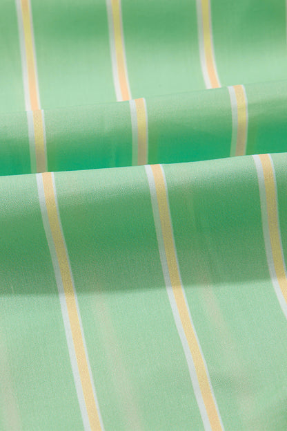 Stripe V-Neck Frilled Mini Dress