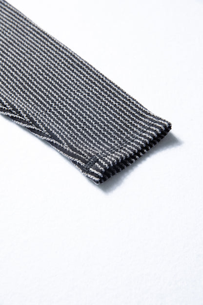 Solid Corded Knit Long Sleeve Top