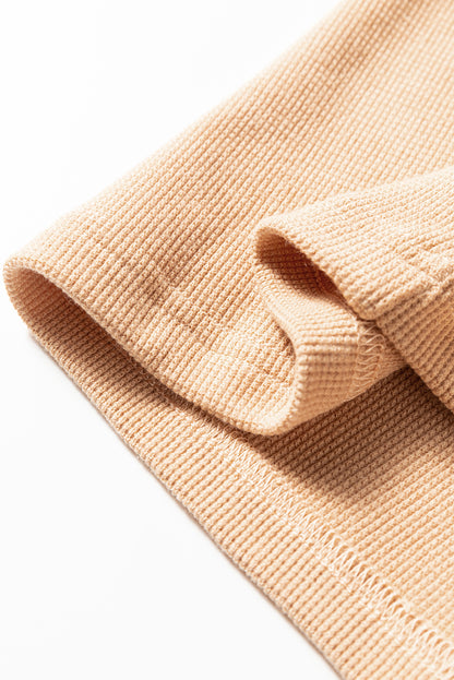 Colorblock Thermal Textured Knit Drop Shoulder Henley Top