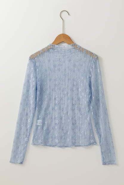 Floral Sheer Lace Long Sleeve Top