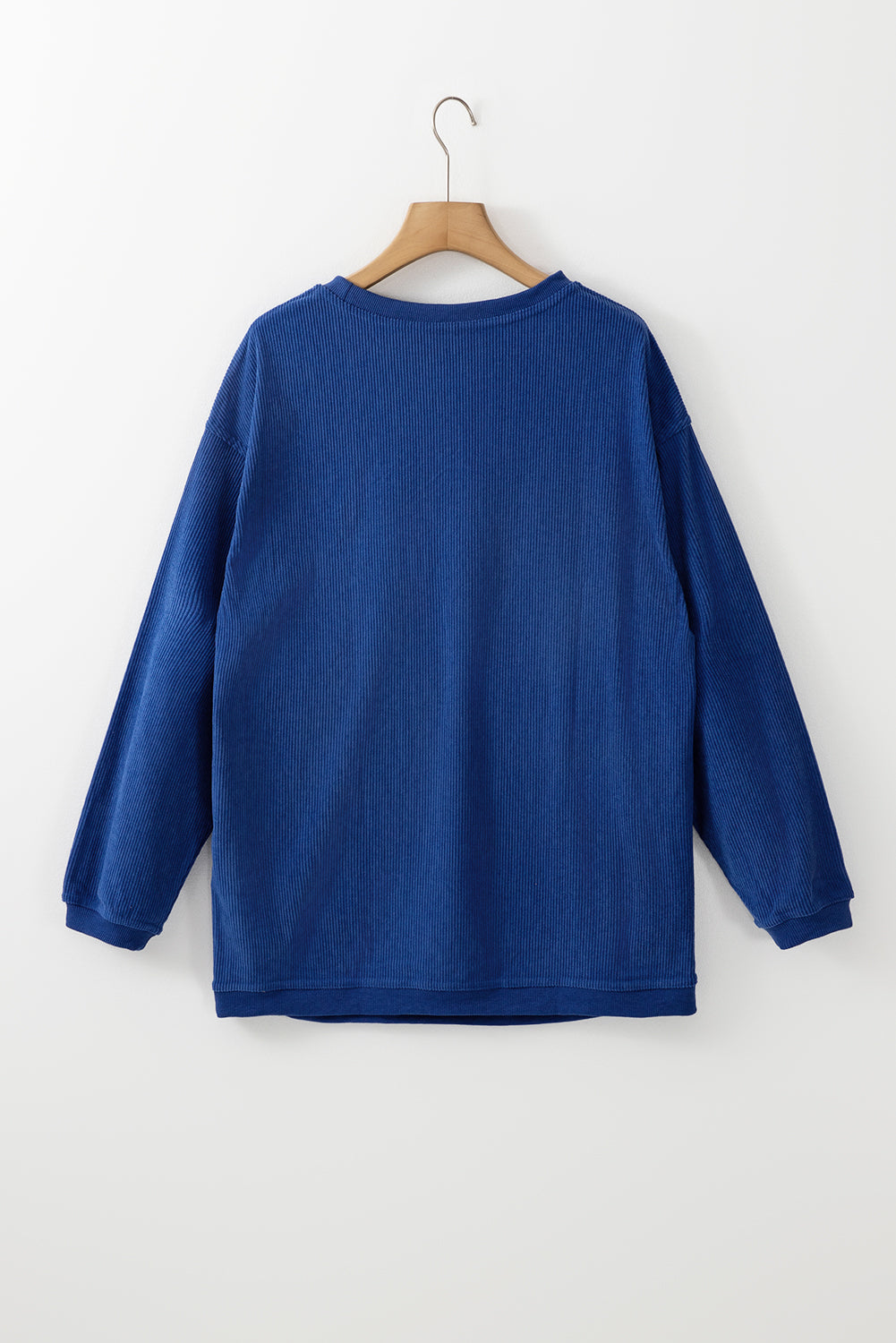 Solid Ribbed Corduroy Long Sleeve Oversized Sweatshirt
