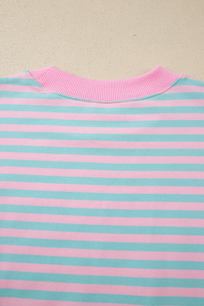 Stripe Colorblock Pullover & Pull-On Shorts Set