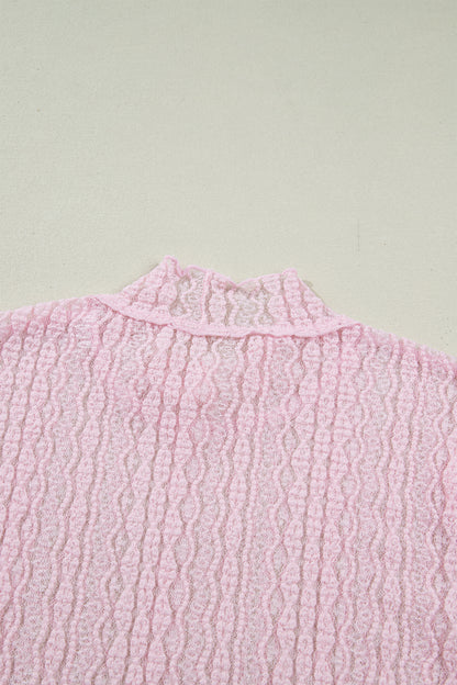 Lace Mock Neck Flounce Long Sleeve Top