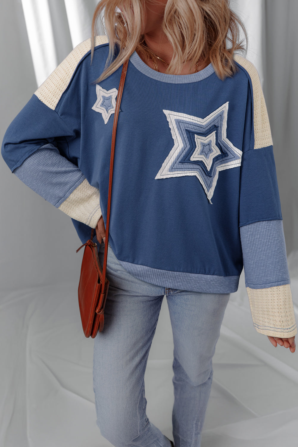 Bash Colorblock Colorblock Star Patchwork Long Sleeve Top – Pretty Bash