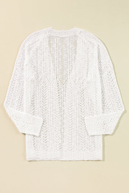 Plus Size Eyelet Knit Cardigan